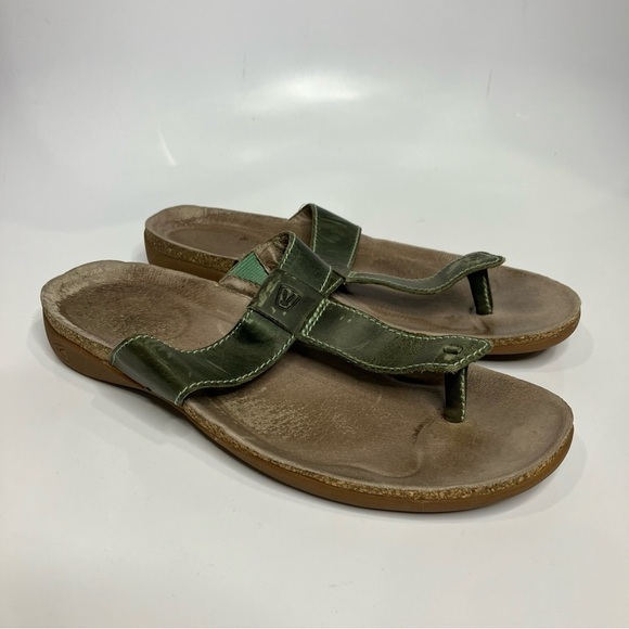 Keen Ana Cortez green leather flip flops sandals women’s size 8.5 boho casual - Picture 1 of 9